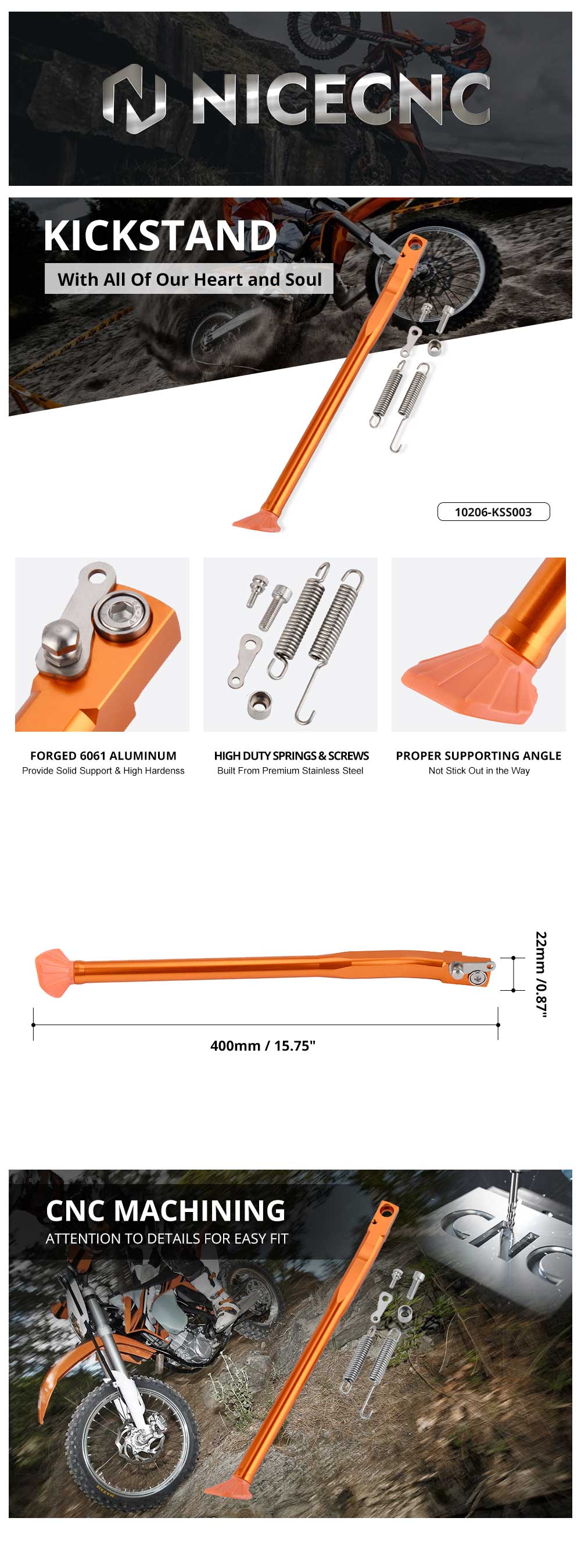 Nicecnc Lowering Side Stand Kickstand For Ktm Sx125 150 Sxf250 350 450