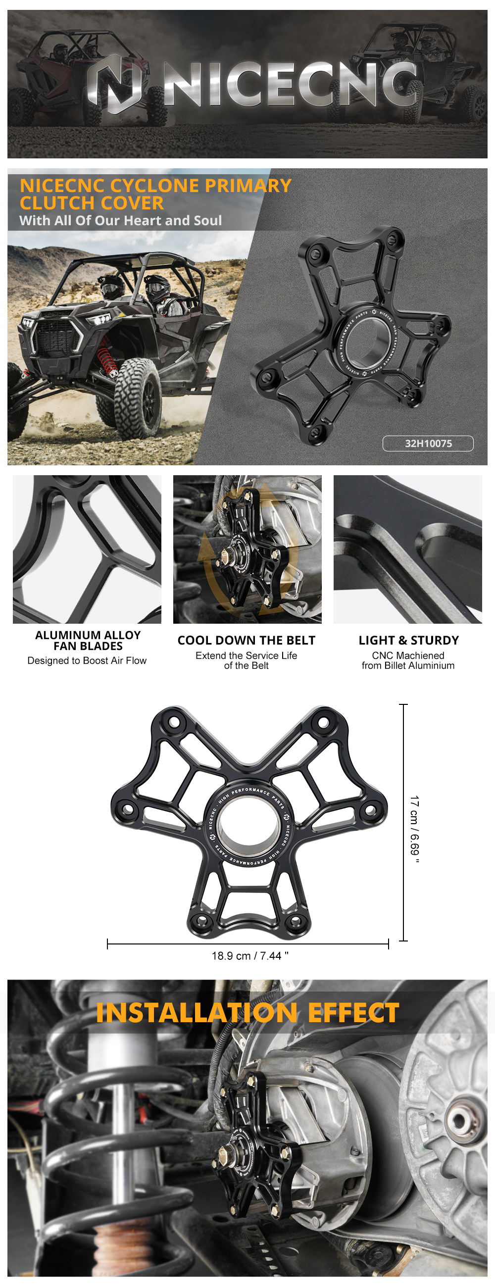 Cyclone Primary Clutch Plate Cover For Polaris RZR XP / XP 4