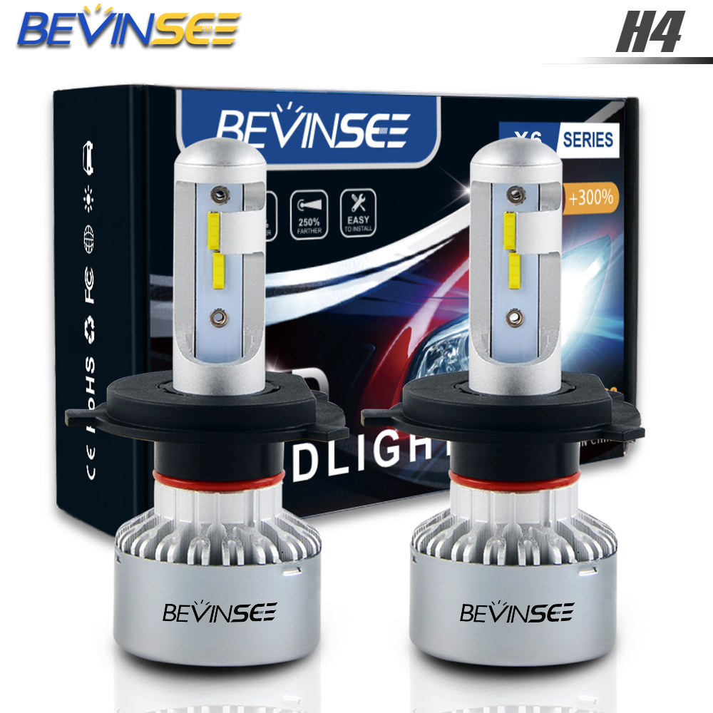 Bevinsee H4 9003 LED Headlight White Bulbs Kit,2pcs