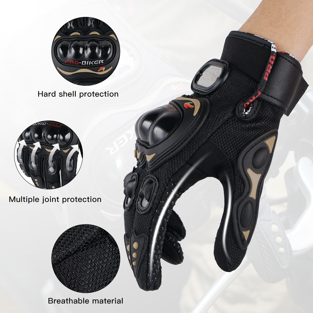 Pair Motorcycle Full Finger Gloves Motorbike Cycling Racing Driving M/L