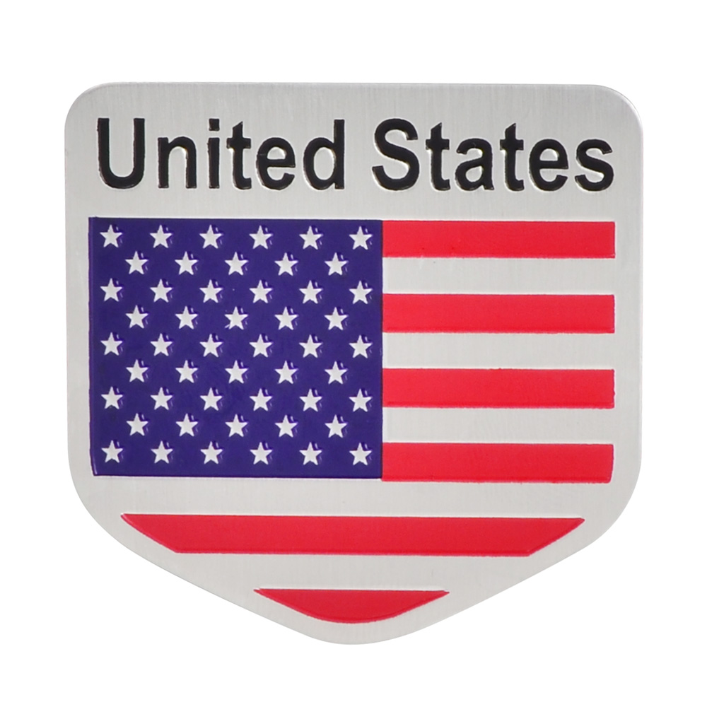 Aluminum Shield Metal Flag US The United State Grill Emblem Badge Sticker Decal