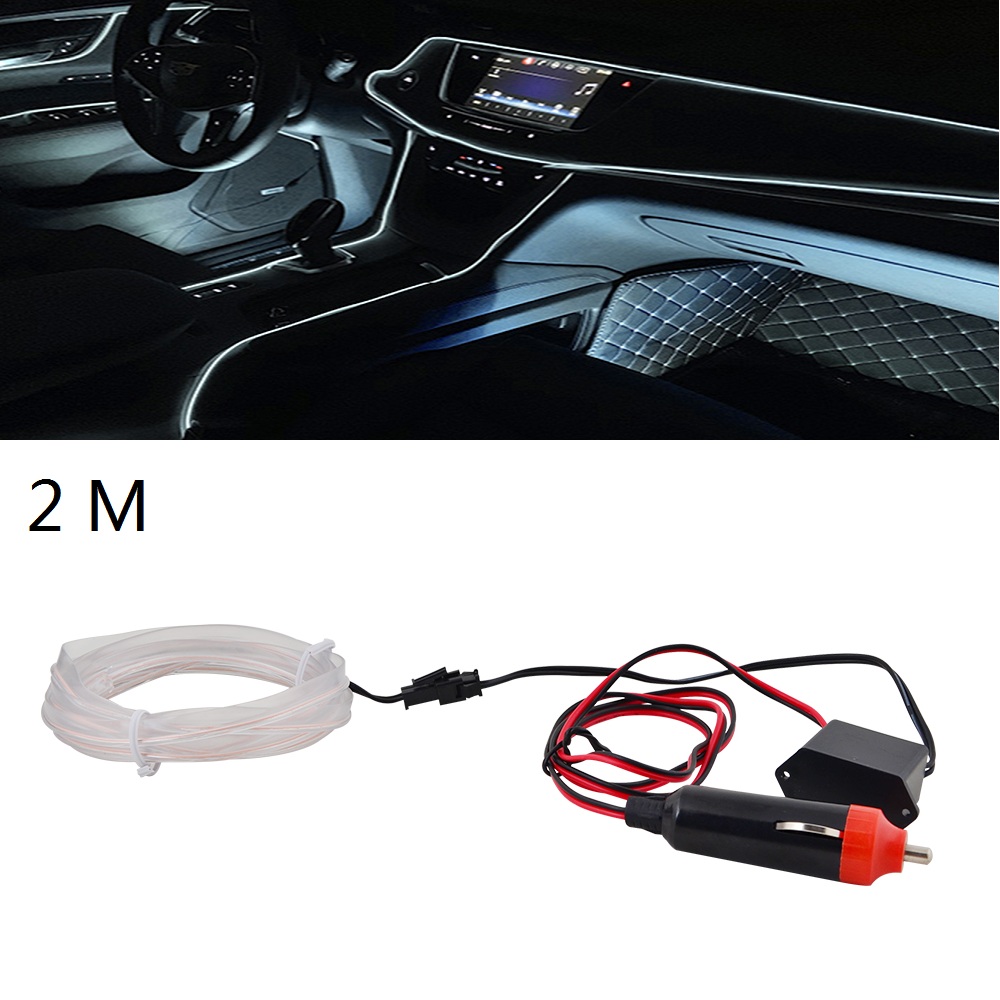 Details About White 2m Auto Car Led Atmosphere Cold Light Strip Interior Decorative Wire 12v