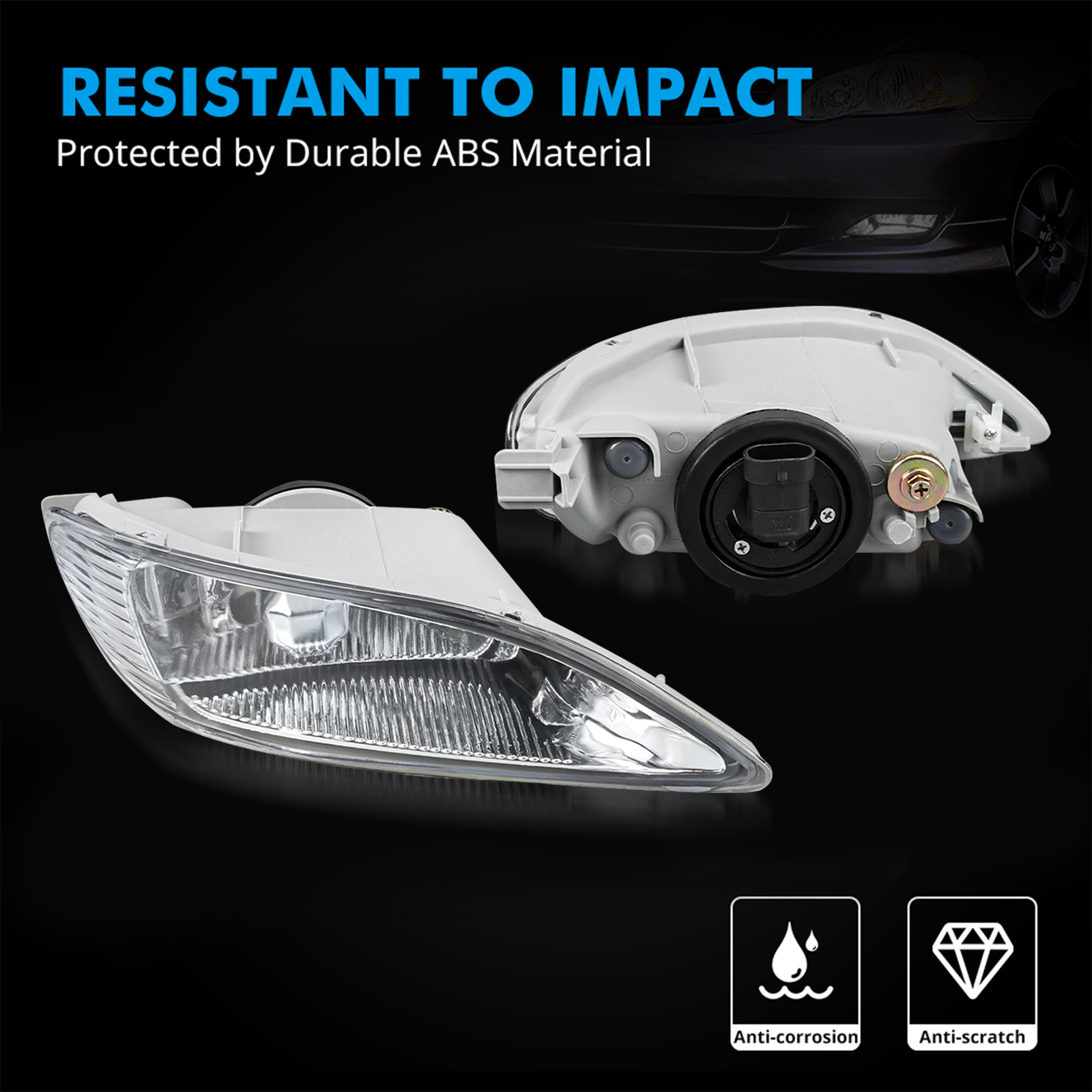 Pair Of Clear Front Bumper Fog Lights For Toyota Corolla (2005–2008) – No Bulbs, HB4/9006 Housing